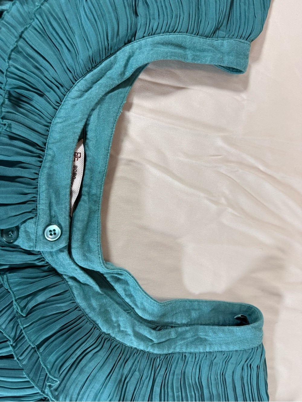 BCBGeneration Teal Ruffle-Front Blouse - Picture 5 of 8